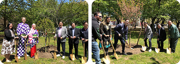 (from left) Minbuza, Amb. Mori, Mr. Sato and Staff of the New York City Parks Department